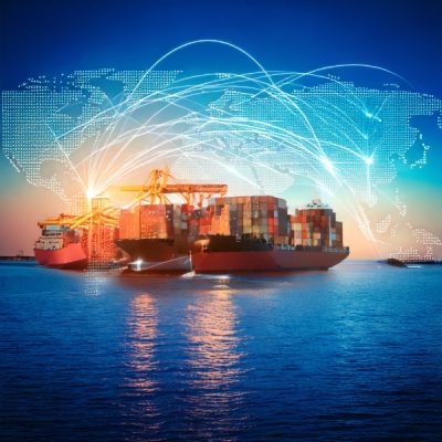 global-logistics-network-with-cargo-plane-truck-ship-collage
